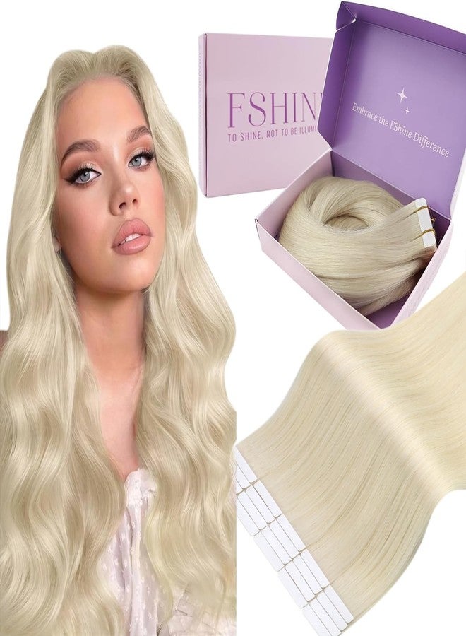 Fshine Blonde Tape in Hair Extensions Real Human Hair Color 60 Platinum Blonde Tape in Remy Extensions,Short 12 Inch 20 pcs 30 g, Perfect for Party, Birthday, or Prom Hairstyles - Image 1